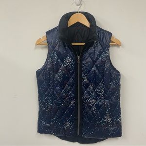 GIRL'S JUNIORS BASS Puffer Vest Reversible Navy w/ Hearts-Black solid Size Small